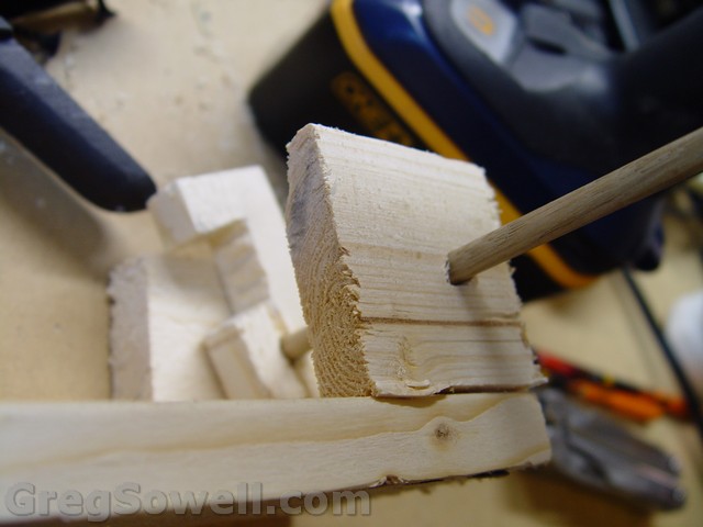 Lock with dowel inserted.  Just about to cut the dowel off clean.