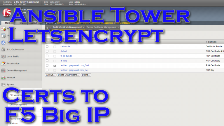 Using Ansible To Create DNS Certificates And Install Them On F5 Big IP Loadbalancers